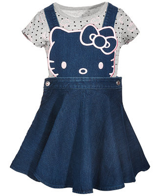 Girls' 4-6X Short-Sleeve T-Shirt and Denim Dress, 2-Piece Set | Macy's