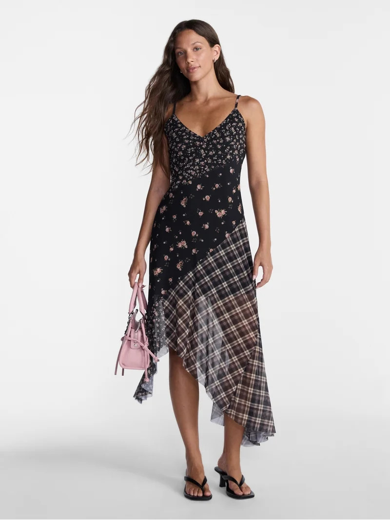 No Boundaries Mix Midi Dress, Women's XXS-XXL | Walmart (US)