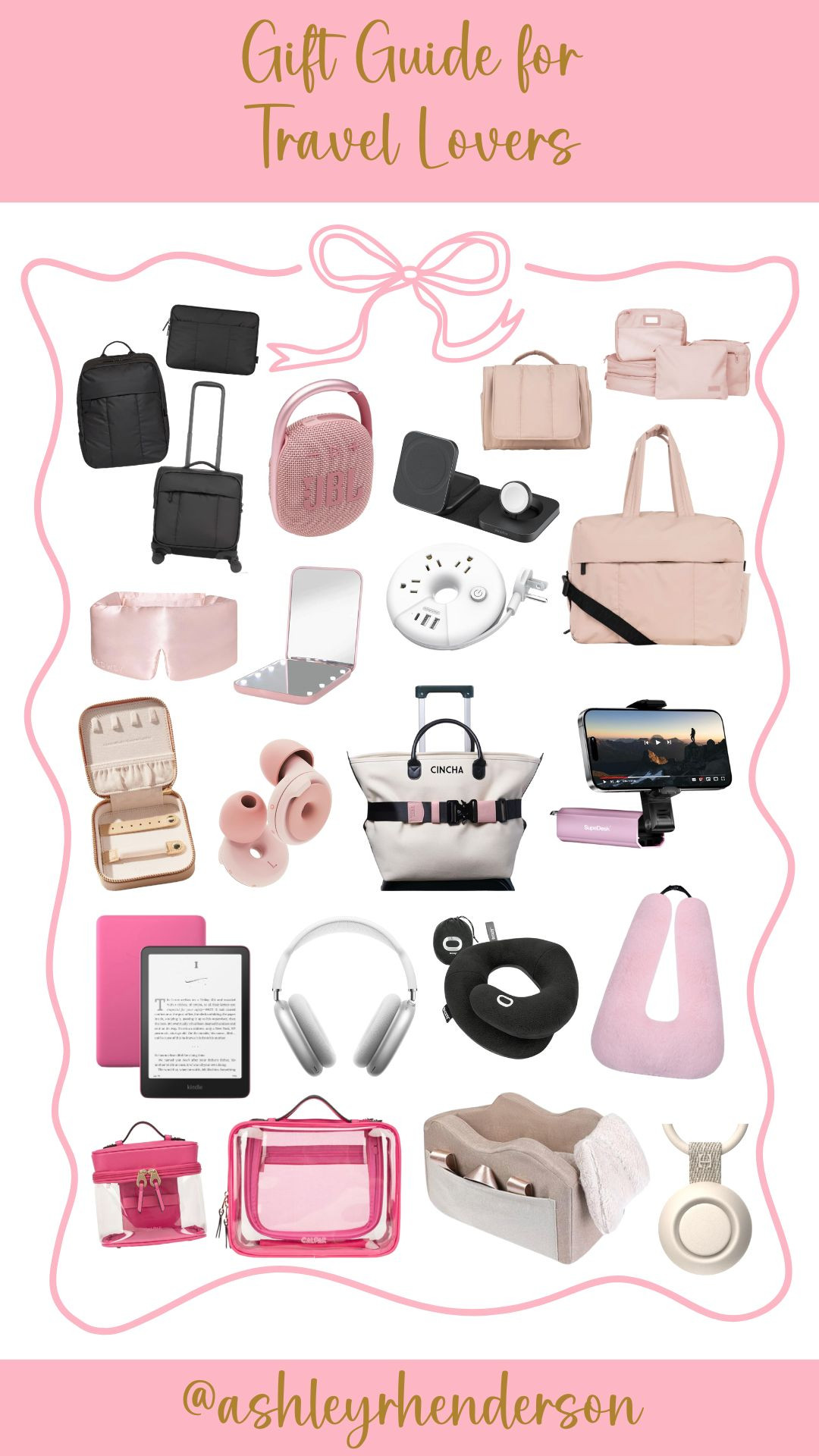Christmas gifts ideas for the travel lover in your life! Includes ideas for road trips, flying, traveling with pets, and other cozy essentials - all in a pink aesthetic.  💕

 

#LTKGiftGuide #LTKTravel #LTKItBag