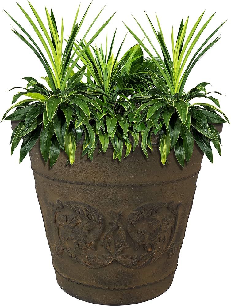 Sunnydaze Arabella 19.5-Inch Indoor/Outdoor Double-Walled Polyresin Planter - Fade-Resistant Sabl... | Amazon (US)