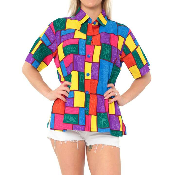 $23.99$30.00-20%LA LEELA Vacay Button Down Shirt For Women Casual Summer Vacy Beach Aloha Party B... | SHEIN