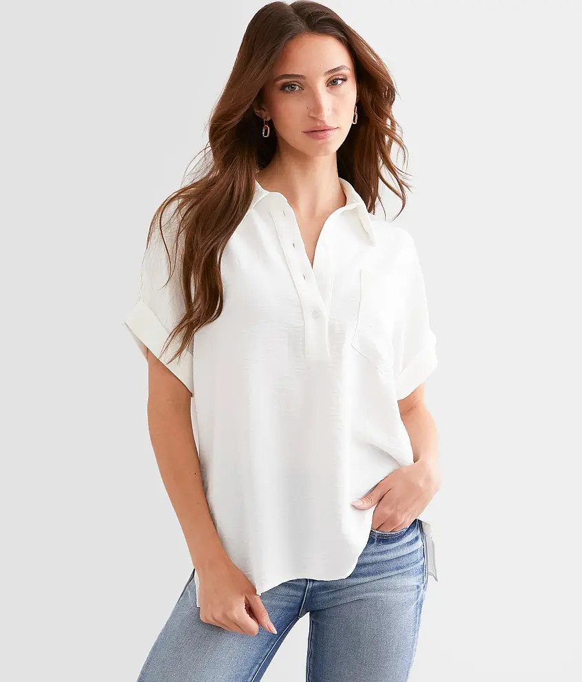 Collared Henley Blouse | Buckle