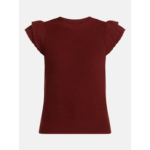 Scenario Women's Sweater with Flutter Sleeves, Lightweight, Sizes XS-XXXL | Walmart (US)