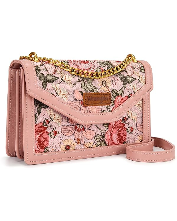 Wrangler Flap Shoulder Bag for Women Vintage Floral Tooled Crossbody Purse with Chain Strap | Amazon (US)