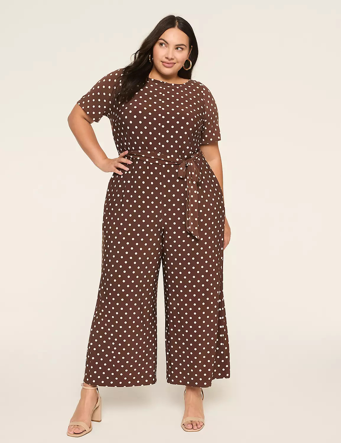 SS WIDE LEG TIE WAIST JUMPSUIT 1146 | LaneBryant | Lane Bryant (US)