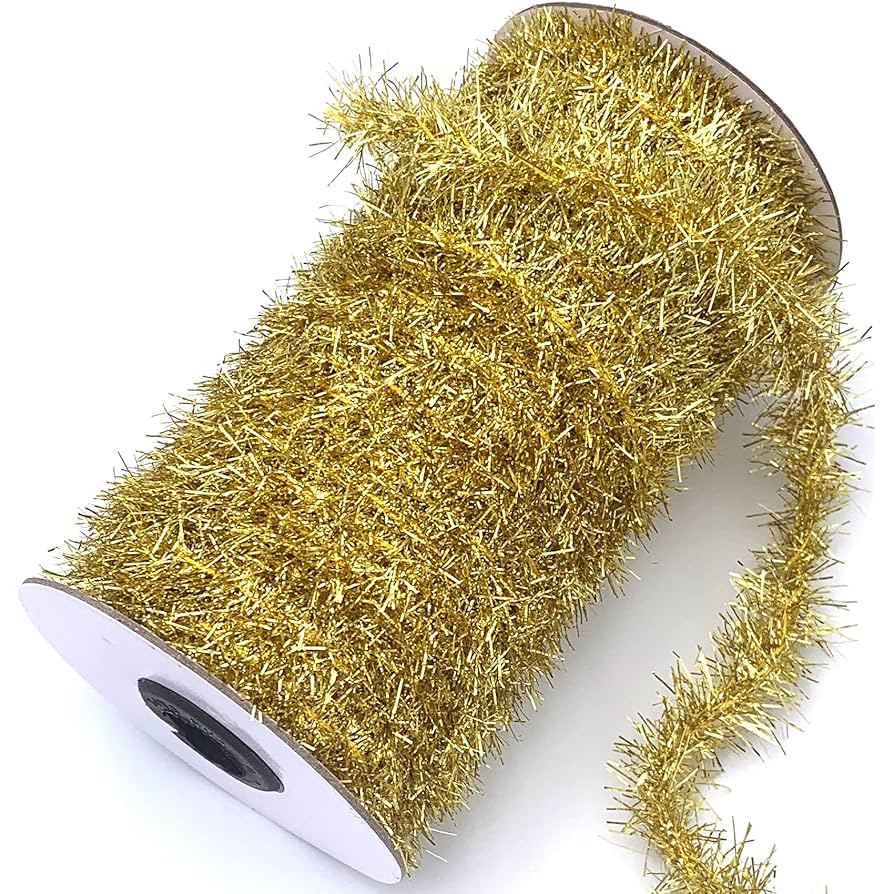 50 Yards Gold Metallic Tinsel Christmas Garland Tinsel Bibbon for Christmas Tree,Wedding Birthday... | Amazon (US)