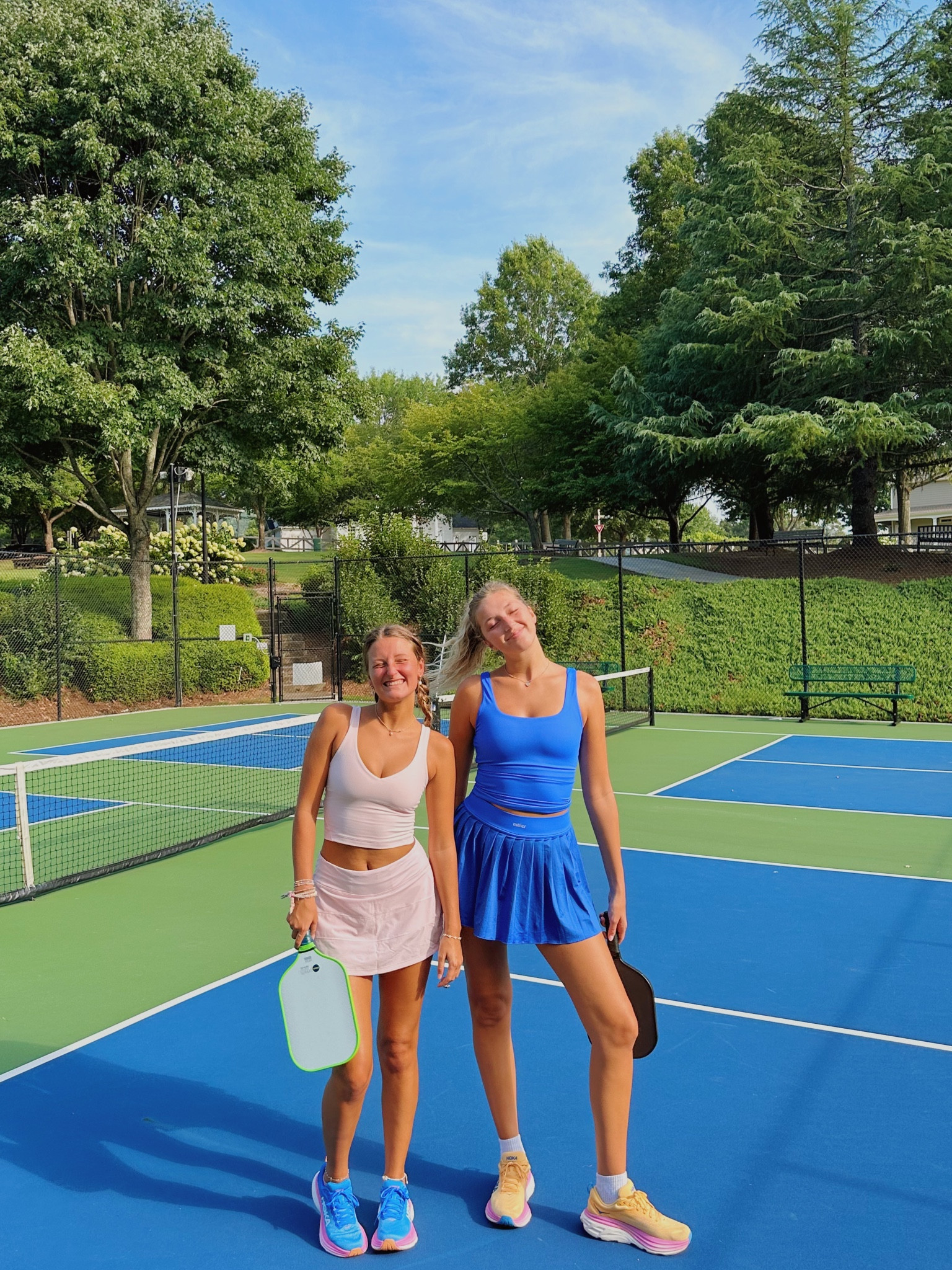 pickleball fit check!! greta’s fit is from established for her on insta <3 mine is from lululemon and we’re both wearing our hokas! 

#LTKFind
