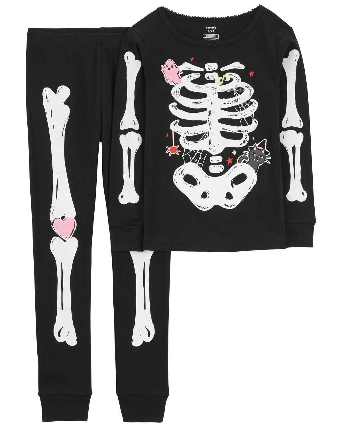 Black Kid 2-Piece Glow Halloween Skeleton 100% Snug Fit Cotton Pajamas | carters.com | Carter's