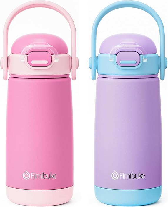 Fimibuke Kids Insulated Water Bottle with Straw Lid & Handle - 14oz BPA FREE 18/8 Stainless Steel... | Amazon (US)