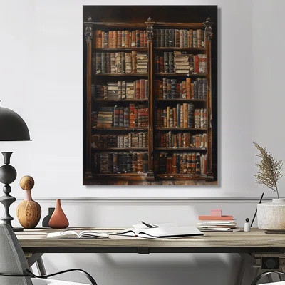 Brown Library Shelves Historic Haven I - Libraries Wall Decor | Wayfair North America
