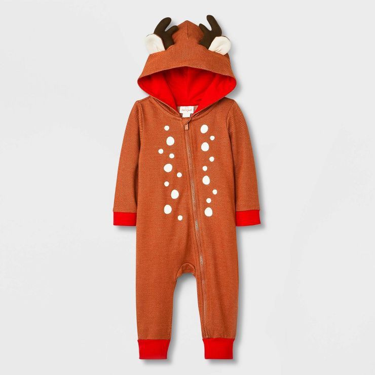 Baby Reindeer Romper - Cat &#38; Jack&#8482; Orange 3-6M | Target
