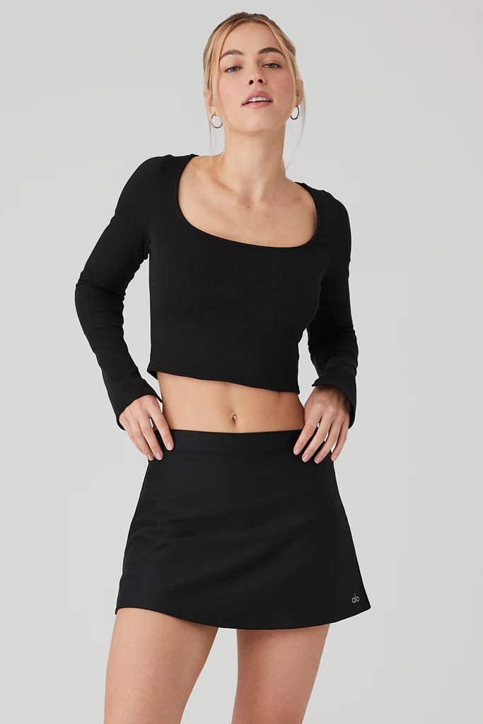 Alosoft Ribbed Show Stopper Long Sleeve Top - Black | Alo Yoga