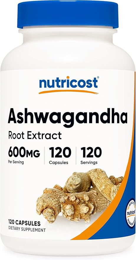 Nutricost Ashwagandha Herbal Supplement 600mg, 120 Capsules - Vegetarian, Non-GMO, Gluten Free, A... | Amazon (US)