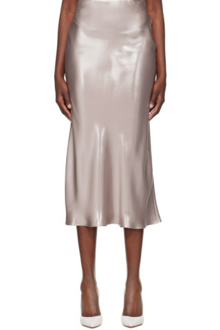 Pink Metallic Midi Skirt | SSENSE