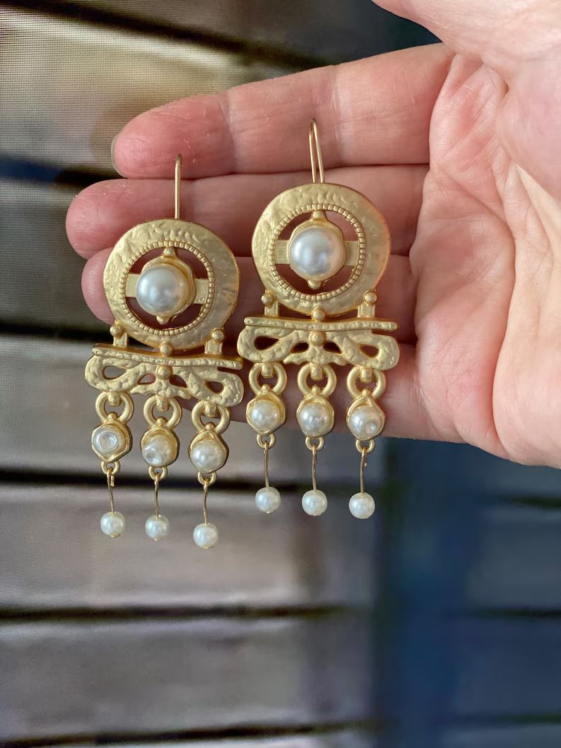 Gold Roman Baroque Vintage Style Earrings Ancient Earrings - Etsy | Etsy (US)