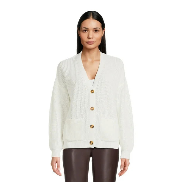 Time and Tru Women's Boyfriend Cardigan Sweater, Midweight, Sizes XS-XXXL | Walmart (US)