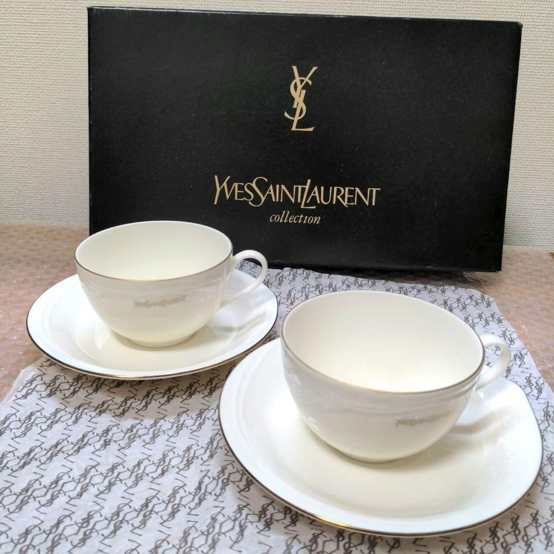 Yves Saint Laurent Tea Cup & Saucer Set of 2 White Wheat Pattern Tableware   | eBay | eBay US