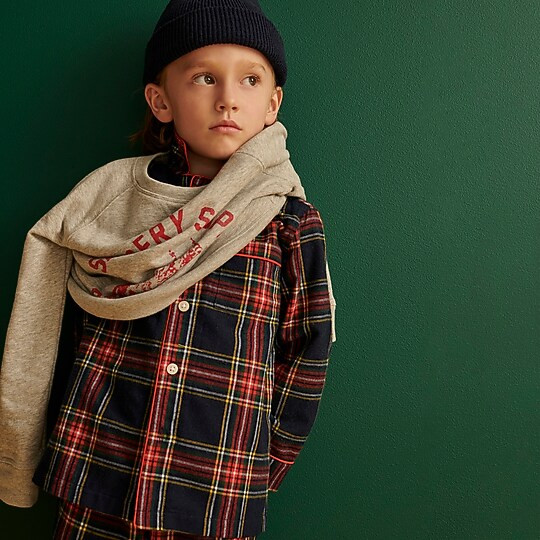 Kids' button-up pajama set in tartan | J. Crew US