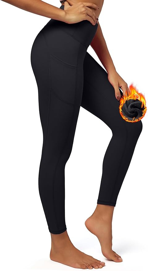 IUGA Fleece Lined Leggings with Pockets for Women Thermal Leggings for Women High Waisted Yoga Pa... | Amazon (US)