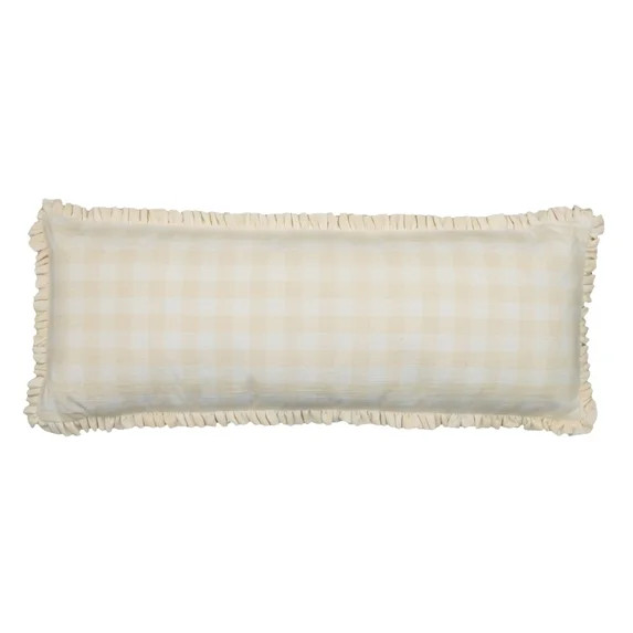 The Pioneer Woman Woven Gingham with Ruffle Lumbar Pillow - Beige | Walmart (US)