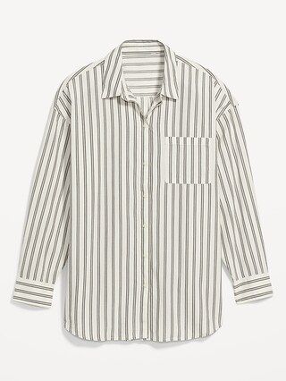 Oversized Striped Boyfriend Shirt for Women | Old Navy (US)