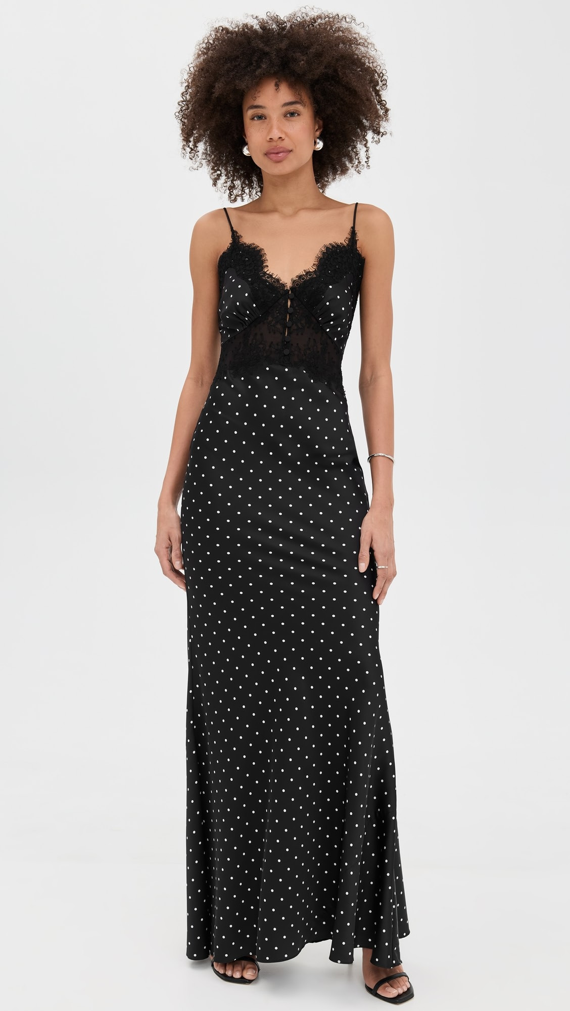 Polka Dot Satin Lace Maxi Dress | Shopbop