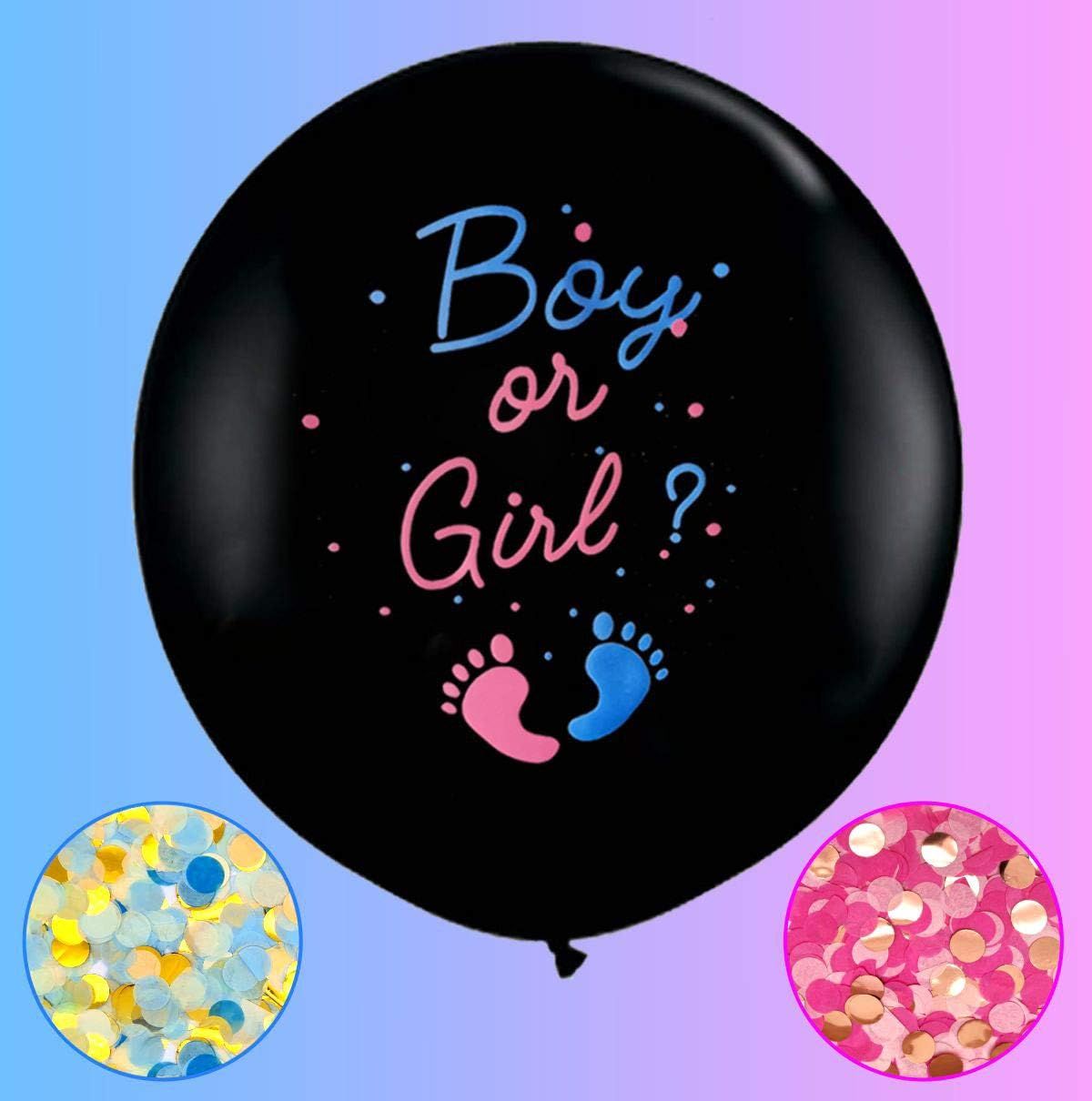 Jumbo Gender Reveal Confetti Balloons 2pcs 36" Black Boy or Girl Balloon Come with Blue Pink Conf... | Amazon (US)