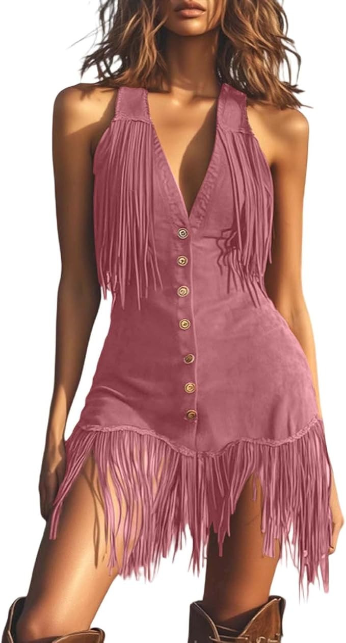 Western Dress For Women Cowgirl Country Concert Cowboy Vintage Fringe Dresses To Wear With Boots | Amazon (US)