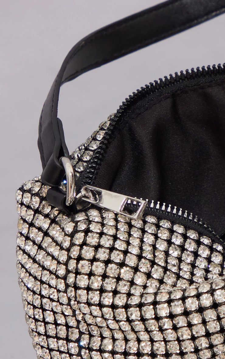 Black Diamante Shoulder Bag | PrettyLittleThing US