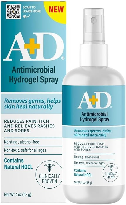 A+D Antimicrobial Hydrogel Spray – with Hypochlorous Acid, Removes Germs, Helps Heal Rashes & I... | Amazon (US)