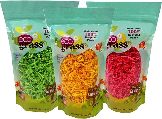 Paper Easter Basket Grass, eco grass: 3 Bags (1.25 Oz Each) - 1 of Each Color: Yellow, Green, & P... | Amazon (US)