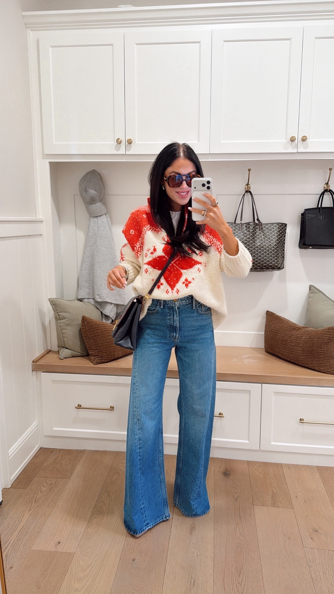 I did buy these on sale- so sorry about that🥴 definitely think they are totally worth it. This was a cyber Monday outfit purchase and I am so so pleased with it!!!! I’m linking the jeans from two different retailers because they keep selling out! I will say you definitely need to size down!!! they run very oversized. I’m typically between a 25 and a 26 and I’m returning the pair that I have on due to a pretty loose waist and ordering a 24!