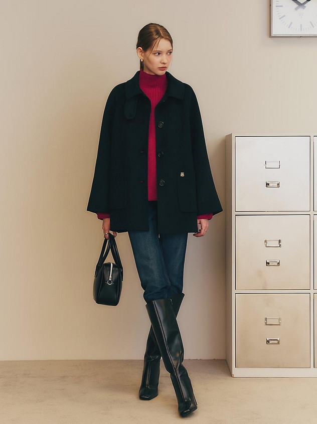 [4 Colors] Handmade A-line Wool Half Coat | W Concept (US)