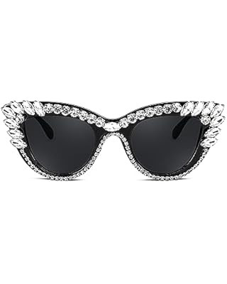 FEISEDY Women Oversized Diamond Sunglasses Fashion Cat Eye Sunglasses Crystal Trim Jeweled Frame ... | Amazon (US)