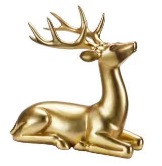 CANVAS Christmas Sitting Deer Décor, Gold, 10 1/2-in | Canadian Tire