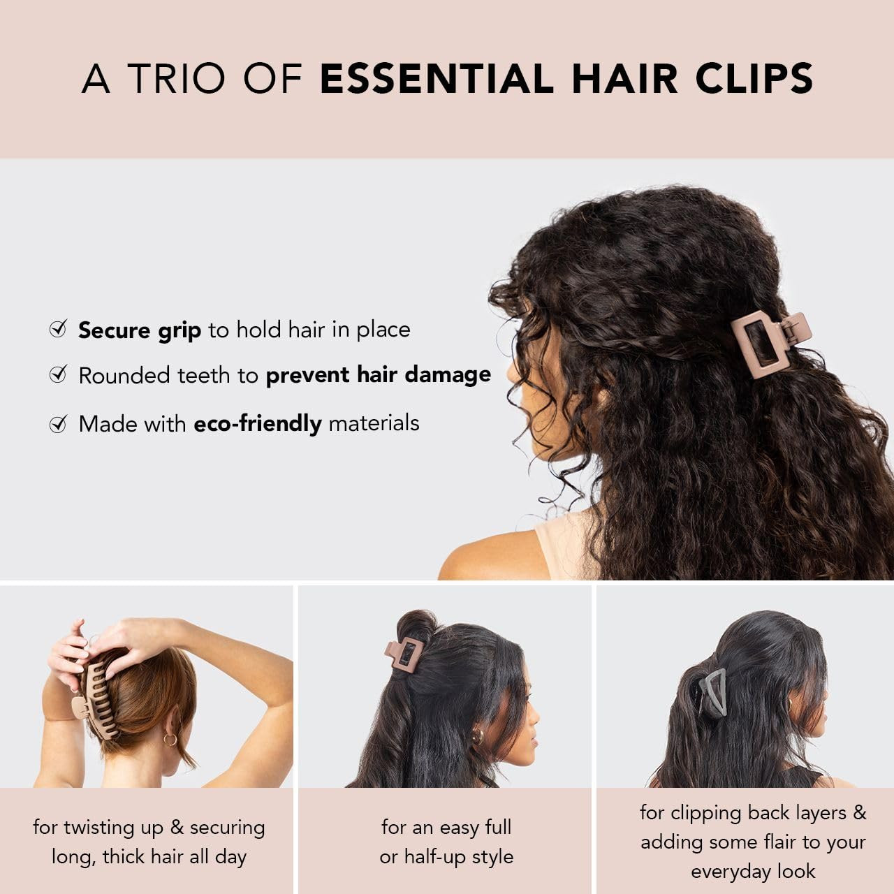 Kitsch Large Assorted Hair Clips for Women - Medium Open Shape Hair Claw Clips for Thick Hair | S... | Amazon (US)