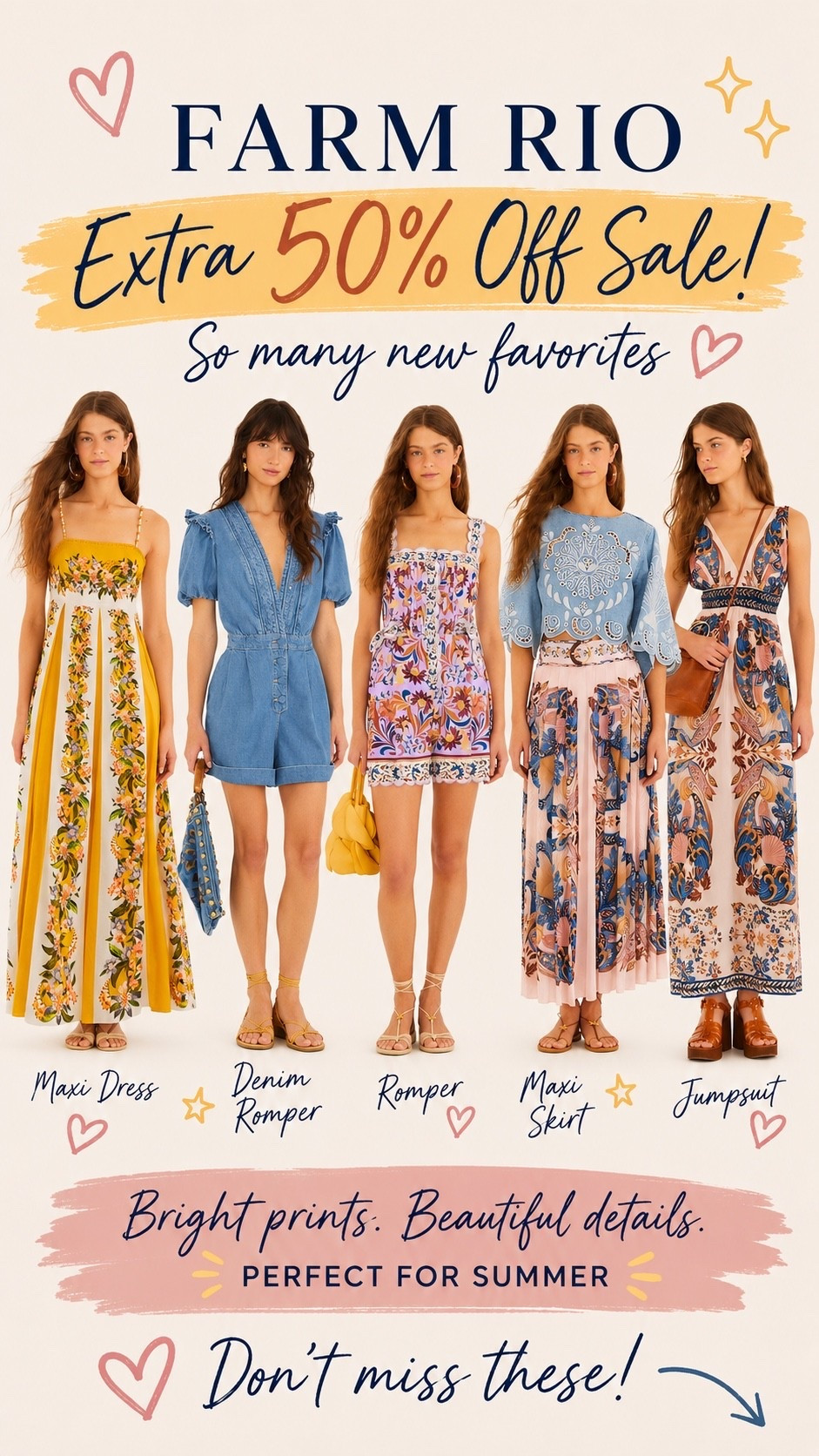 Farm Rio just made this sale WAY too good to pass up. 🌺✨

They bumped their sale to an extra 50% off and I found so many pieces I genuinely love. These are the styles I either ordered or have sitting in my cart… and the prices are honestly wild.

💛 Dresses under $100
💙 Denim romper on major sale
🌸 The prettiest prints for summer

If you’ve been waiting to try Farm Rio, this is the sale I’d shop. 🤍 I ordered xs in everything. I find farm Rio to be tts.

#LTKSaleAlert #LTKOver40 #LTKSeasonal