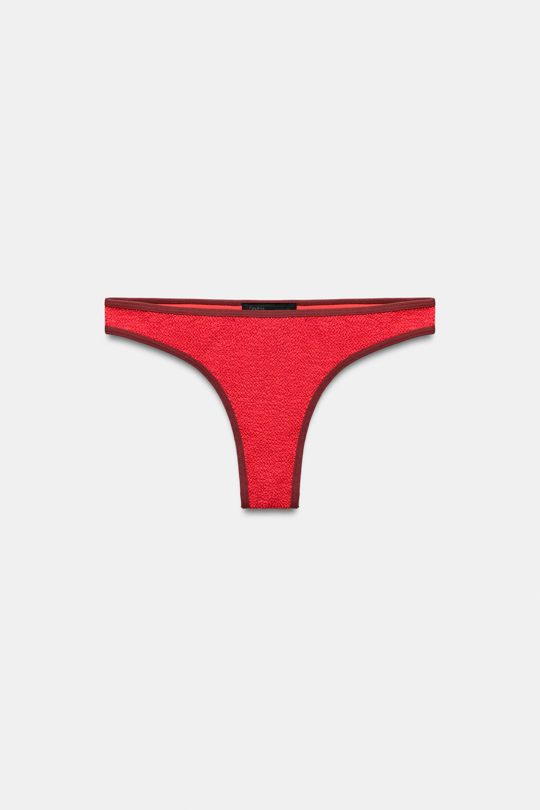 CONTRAST TEXTURED BIKINI BOTTOMS | Zara US