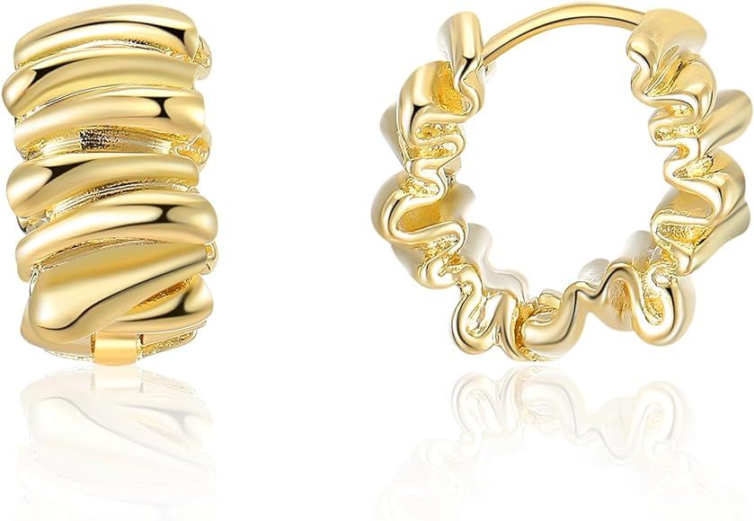 Aprilery Christmas Gifts for Women - 14K Gold Plated Hoop Earrings for Women, Trendy Cubic Zircon... | Amazon (US)