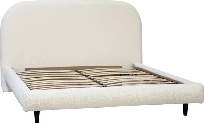 Zena Natural White Boucle Curved Panel Headboad Platform Bed, Eastern King | Layla Grayce