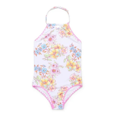 Jessica Simpson Girls Halter Neck Swimsuit 1-Piece Sizes XS-XL | Walmart (US)
