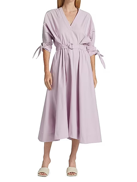 Belted Tie-Sleeve Midi Dress | Saks Fifth Avenue