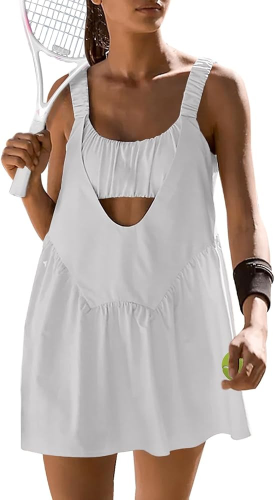 Raikamitu Women Tennis Dress with Built in Shorts and Bra Sleeveless Casual Backless Golf Dress A... | Amazon (US)
