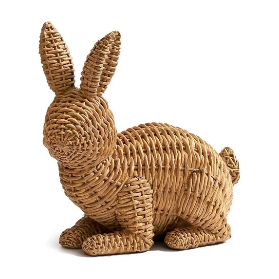 Chanana Woven Easter Bunny Figurines - Brown Rabbit Sculptures with Handcrafted Wicker-Style Desi... | Walmart (US)