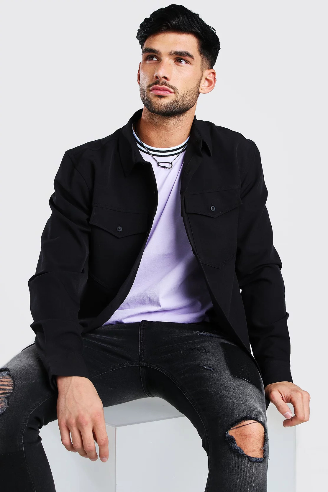 Smart Utility Stretch Overshirt | boohooMAN (DE, IE & UK)