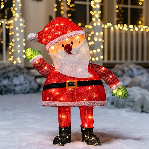 Joiedomi Tinsel Christmas Santa with 70 LED Warm White Yard Light for Christmas Event Decoration,... | Amazon (US)