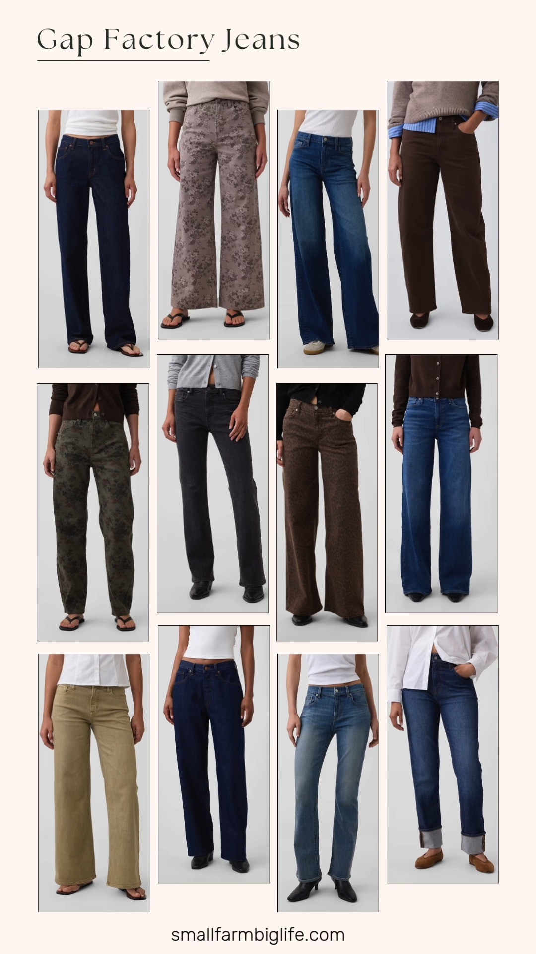 Gap Factory has a denim silhouette for every mood this fall, and this lineup covers wide leg, barrel, boot, and straight cuts in some great seasonal washes. The dark wash indigo wide leg sweatpant jeans bring that comfortable, joggerlike feel, while the low rise '90s loose jeans in dark wash lean into a more relaxed, retro silhouette.

For a print moment, the brown leopard mid rise wide leg jeans and the tan and brown floral high rise wide leg crop jeans both bring a fun pattern into the mix, while the olive floral high rise barrel jeans add another print option with a trendy barrel shape. The woodsy brown high rise barrel jeans offer that same silhouette in a solid, earthy tone.

Classic washes round out the collection nicely. The black wash and dark wash mid rise boot jeans are easy everyday options, and the dark rinse low slung relaxed straight jeans and the dark chino mid rise wide leg jeans both bring versatile, wearable fits. The curvy high rise '90s slim straight jeans in dark wash are a great option for a more fitted silhouette through the hip.

#gapfactory #falldenim #fallfashion #falloutfits #newarrivals 

 #LTKootd #LTKOver40 #LTKSaleAlert