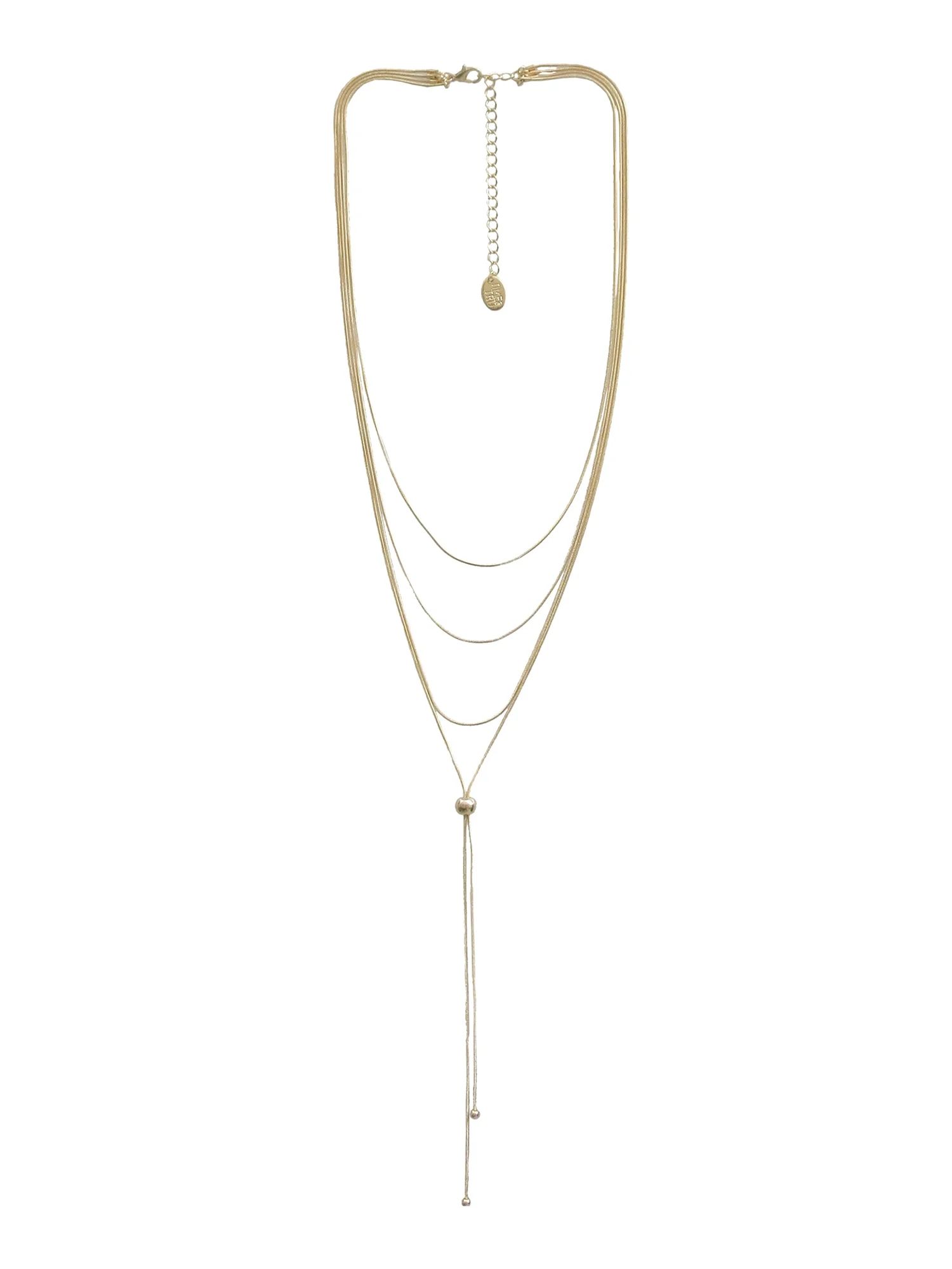 Time and Tru Women's Gold Fringe Linear Necklace - Walmart.com | Walmart (US)