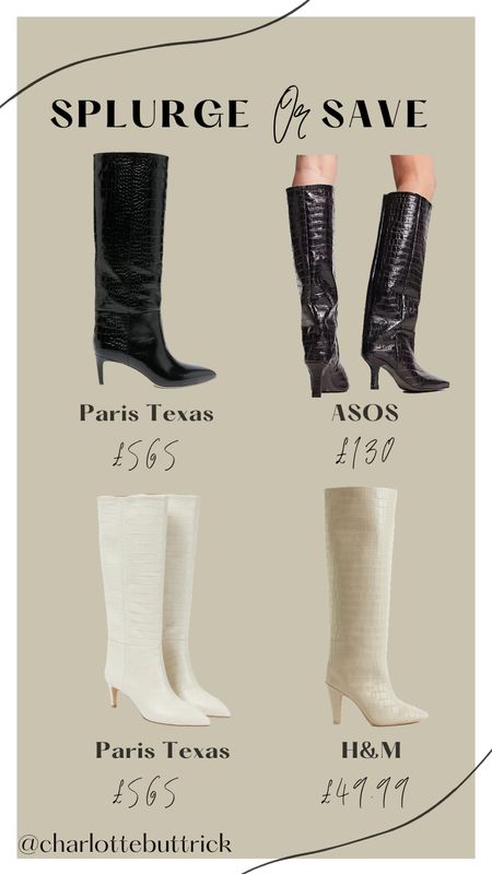 CROC KNEE HIGH BOOTS - SPLURGE OR SAVE!

Linked the Paris Texas boots I’m listing after alongside budget friendly alternatives. Snap them up quick before they sell out for the new season fashion trends 2023! 

#paristexas #kneeboots #hm #asos #spendsave #splurgesave #fashiontrends 



#LTKunder100 #LTKFind #LTKshoecrush