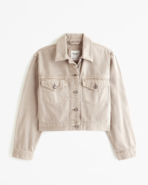 Drapey Cropped Denim Jacket | Abercrombie & Fitch (US)